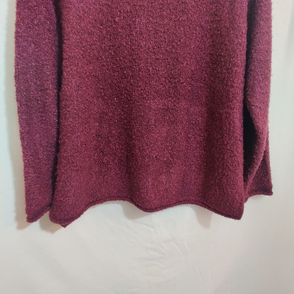 LULU B Colorful Comfy Clothing Burgundy Teddy Scoop Neck Long Sleeve Sweater L - Picture 9 of 11